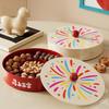Round Dried Fruit Serving Tray Sealed Snack Plate Divided Candy Dessert Dish  New Year