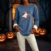 Women's Lined Long Sleeve Halloween Print Pullover for Winter Casual Wear