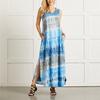Summer Tie-dye Slit Irregular Hem Sleeveless Casual New Dress