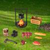 1/12 Dollhouse Miniature Camping Set with Food And Tools for Scene Modeling