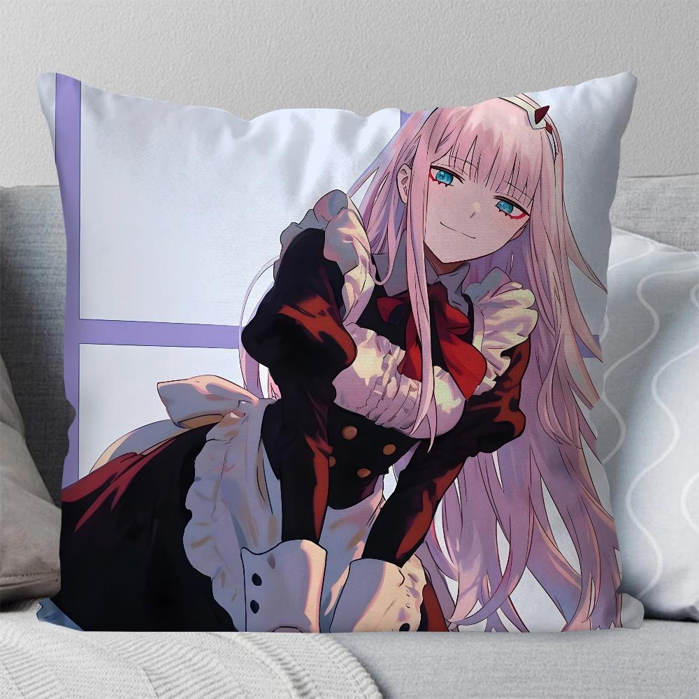 Zero Two Animation DARLING In The FRANXX Kissenbezug Quadratisches Kissen Schlafzimmer Sofa Freizeit Komfort Auto Wohnzimmer Heimdekoration 40X40