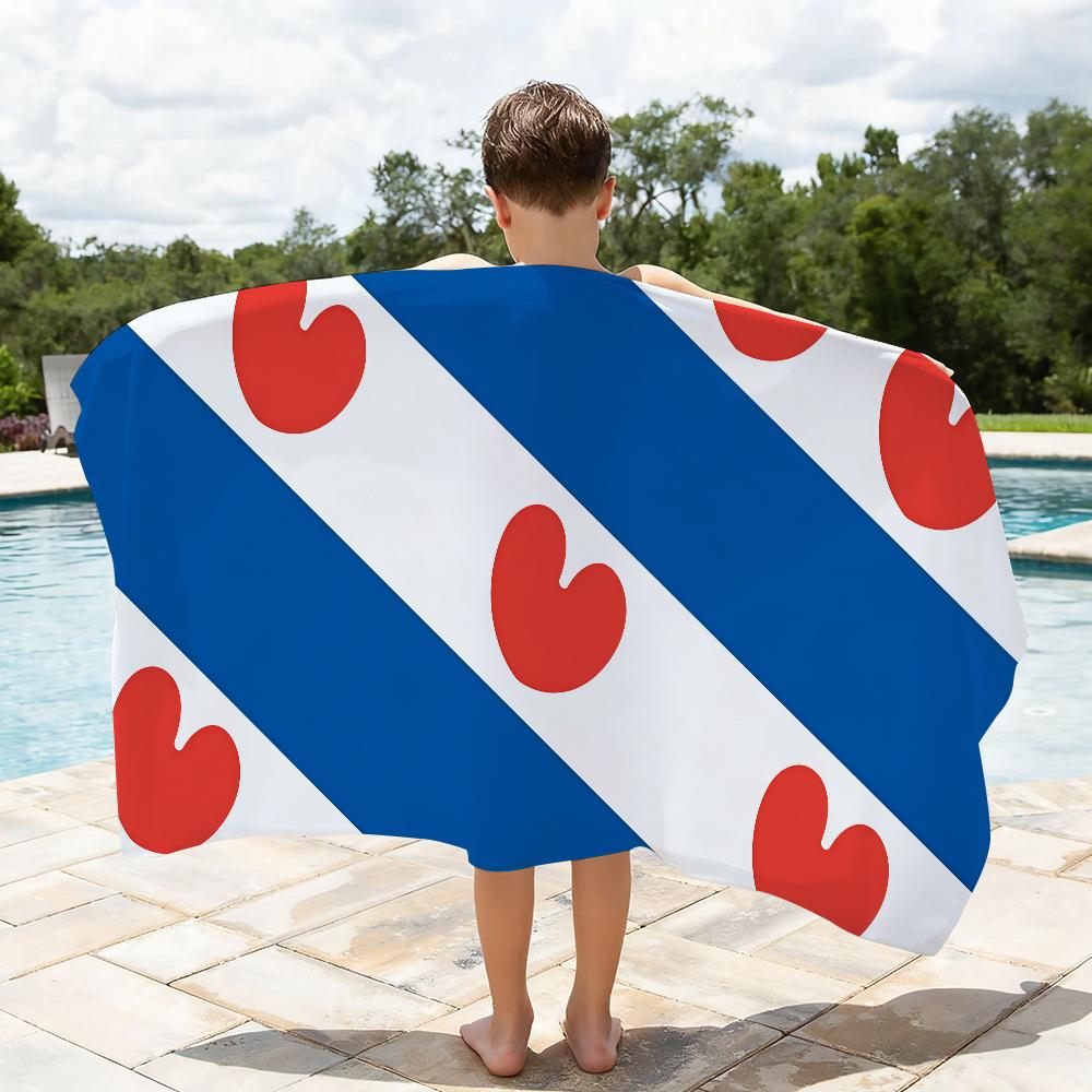 Nation Netherlands Friesland Province flag Quick Drying Beach Towels Are Suitable For Swimming Pools Camping Yoga And The Gym