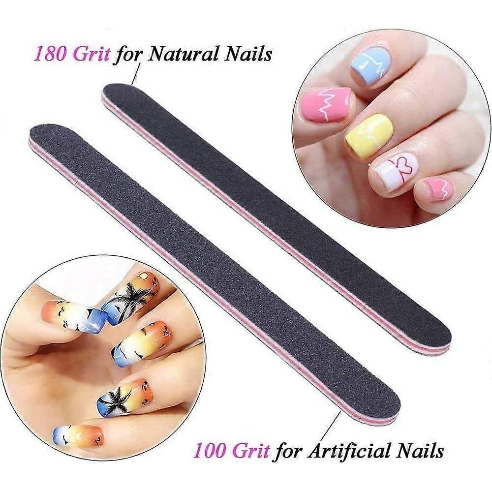 15Pcs Nail Files Double Sided Emery Board (100/180 Grit) - Nail Buffering Files