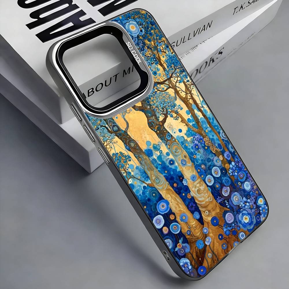 Colorful Silver Back Phone Case G-Gustav K-Klimt 'The Kiss' Painting Compatible with iPhone 17 16 15 14 13 12 11 plus pro Max