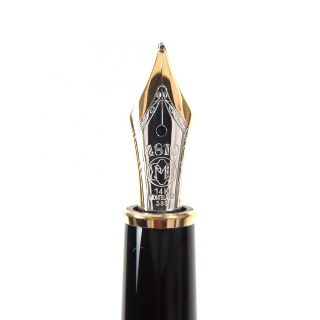 Great MONTBLANC fountain pen Meisterstck Classic white star Black gold 14K mens Used