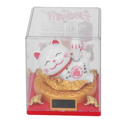 Liegende Winkende Glückskatze Solarbetrieben Reichtum Begrüßend Glückskatze Dekoration für Zuhause Auto Armaturenbrett