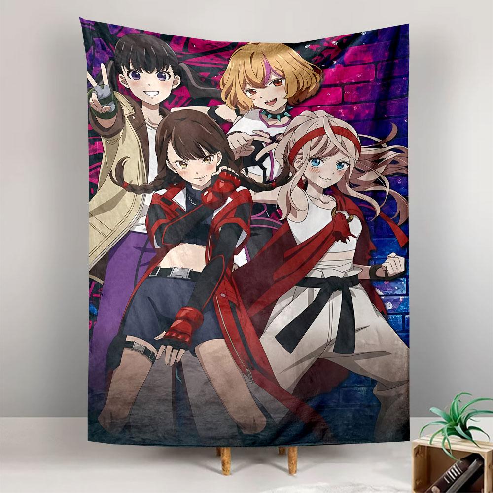 Anime Girls Four Tapestry Wall Hanging, Kawaii Manga Illustration, Wall Decor for Bedroom Living Room Dorm