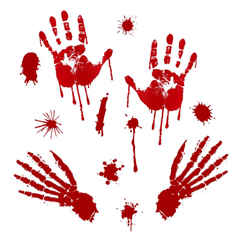 Scary Halloween Stickers: Door & Window Decals, Pumpkin Footprints, Blood Handprints
