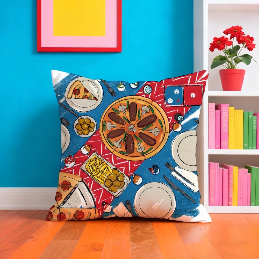 Ddominos Pizza Food Brand Pillow Case Pillow Case Plush Fabric Soft Double Sided Print Home Sofa High Quality Cushion