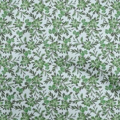 Cotton Flex Green Fabric Floral Retro Quilting Supplies Print Sewing Fabric By The Yard 40 Inch