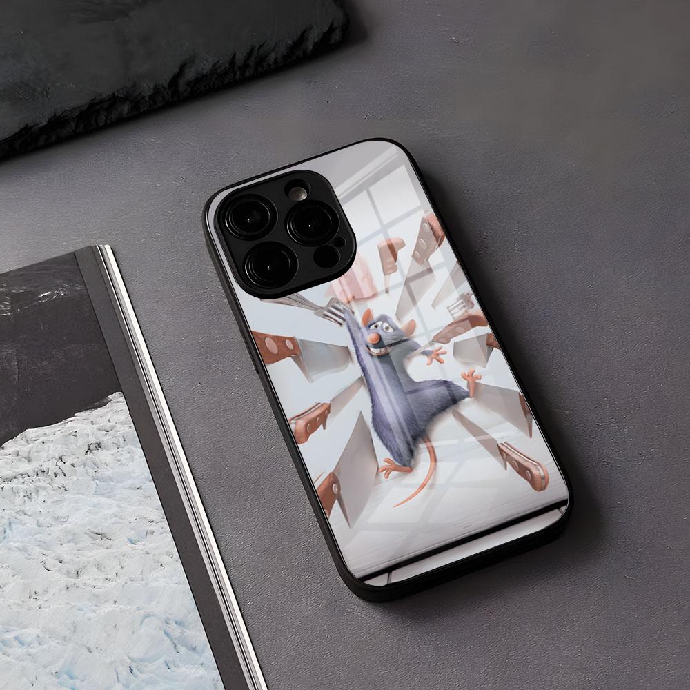 

R-Remy R-Ratatouille Phone Case For IPhone 17 Air 16 E Pro Max 15 14 13 Mini 12 Pro 11 Max Plus Black Glass Cover iPhone 12 Mini