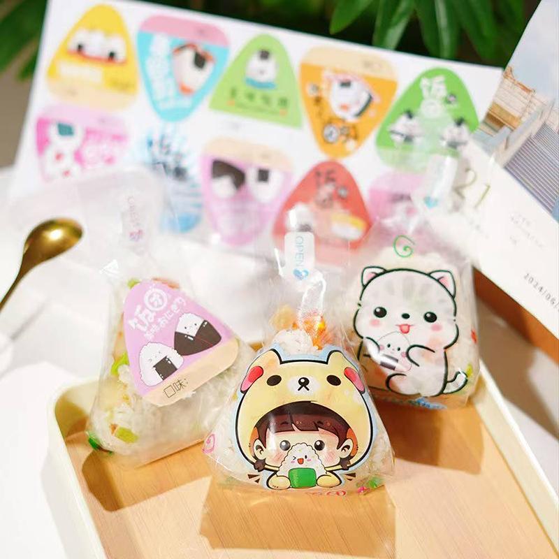 

50 шт. милый мультфильм для треугольных рисовых шариков, упаковочная сумка, нори онигири, сумка для суши, форма для приготовления суши, аксессуары для бенто 50pcs