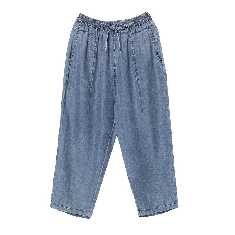 Tencel Women's Summer Slimming Ice Silk Capri Jeans - 2025 Petite Straight Leg Mom Pants