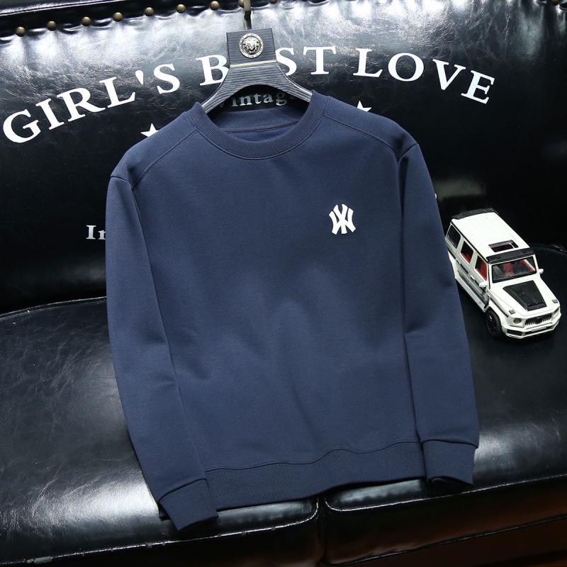 Europeisk Stil Broderad Smal Passform Långärmad Tröja för Herrar