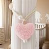 Fluffy Heart-Shaped Pearl Window Curtain Tie Back, Decor Mosquito Net Rope, Door Curtain Coffee Curtain Sun Shade Tiebacks, Christmas Red