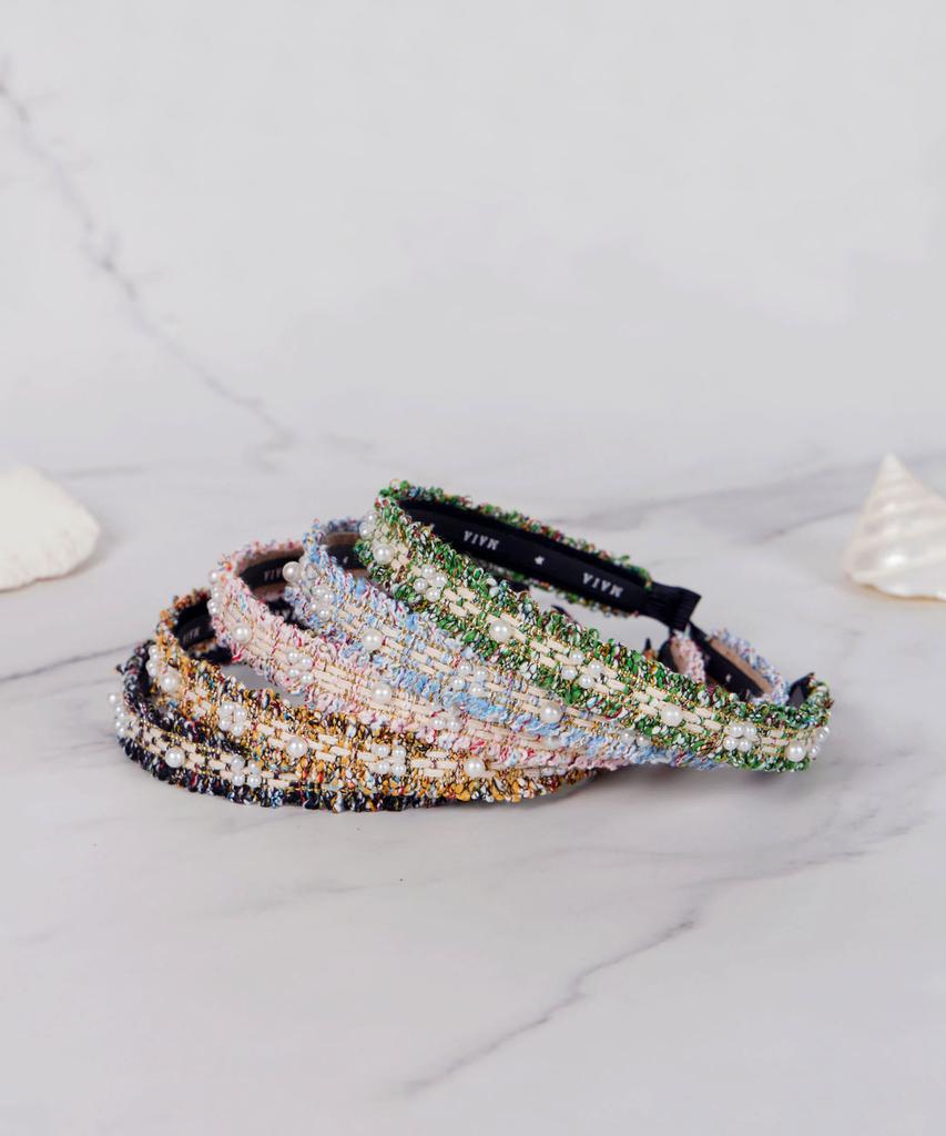 Maia Tweed Pearl Headband P-Green