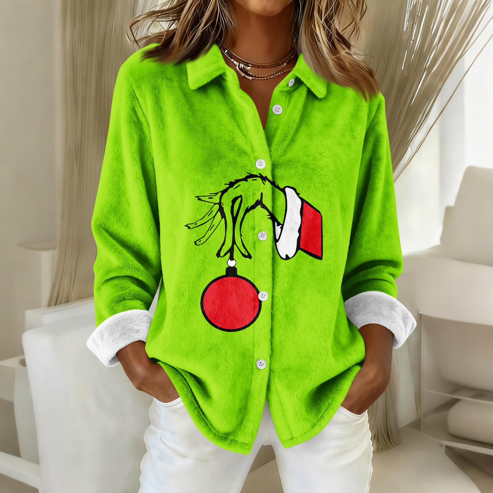 

Женская рубашка-блузка с принтом и пуговицами, длинный рукав, повседневный базовый рубашечный воротник, обычный топ L