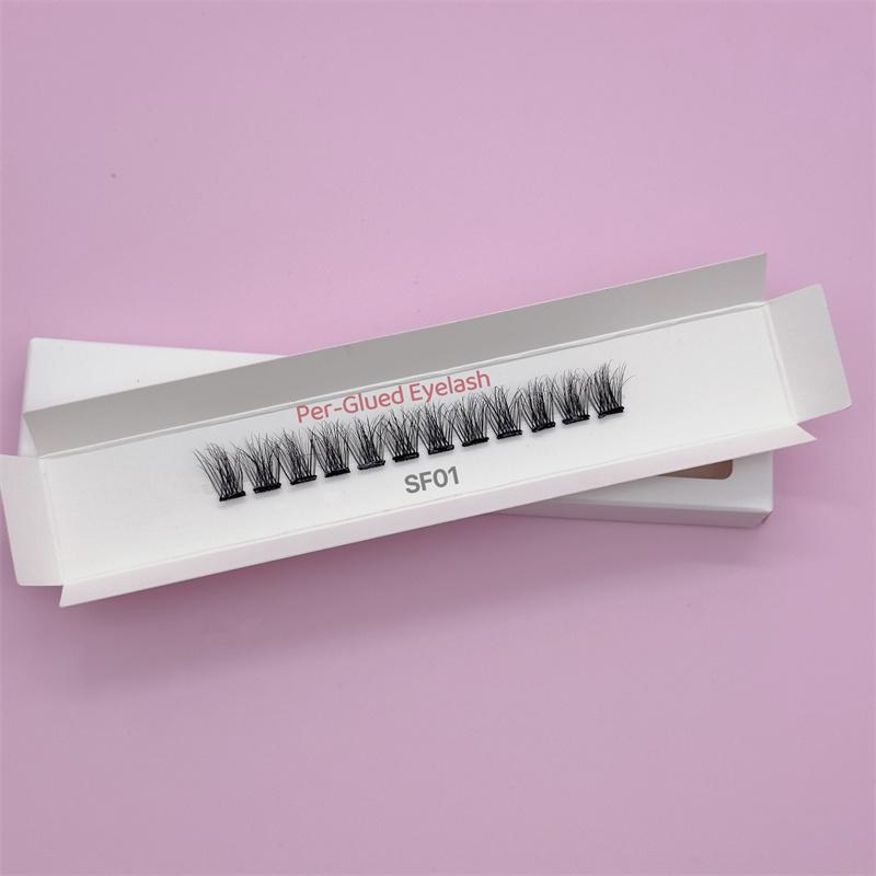 Fluffy Natural Eyelashes Waterproof Long Lasting Invisible Clear Band Pre Glued Press on Cluster Diy Lashes CC&Natural Long&Mix