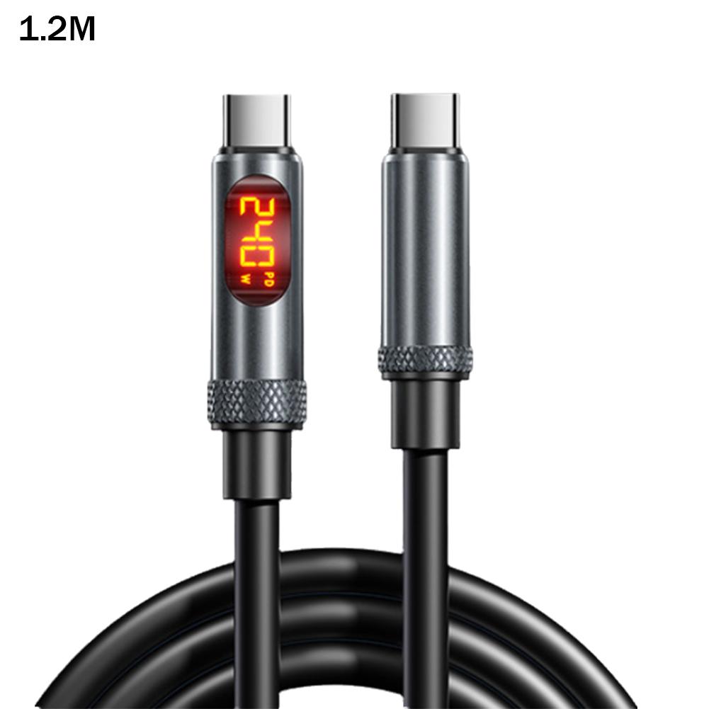 240W Super Fast Charging Dual Type-C Car Data Cable 1.2m/2m Intelligent Digital Display Thick Core Anti Interference Car Chargin