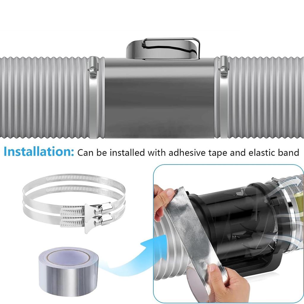Exhaust Hose 100mm Suction Hose Ventilation Pipe Length 2.5m with 2 Hose Clips Aluminium Foil Tape for Air Conditioner