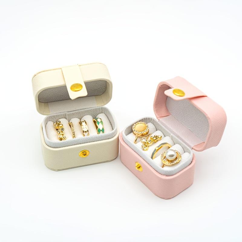 Light Luxury Mini Jewelry Box, Portable Dustproof Ring & Earring Storage Case for Travel and Home Use