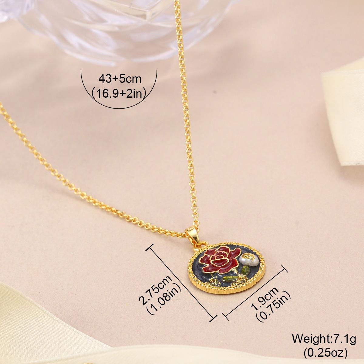 New Chinese natural pearl necklace flower enamel color spring high-end design retro versatile temperament necklace