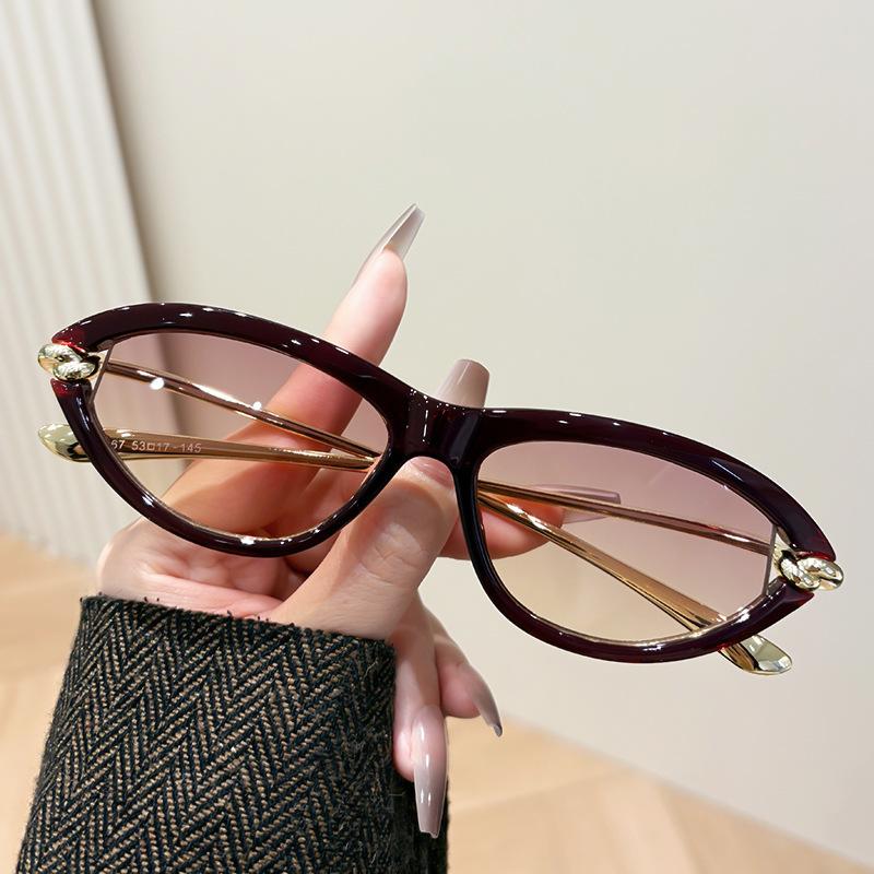 Retro Cat Eye Women'S Sunscreen Sunglasses Metal Pc Versatile Rope Knot Street Outdoor Photo Sunglasses