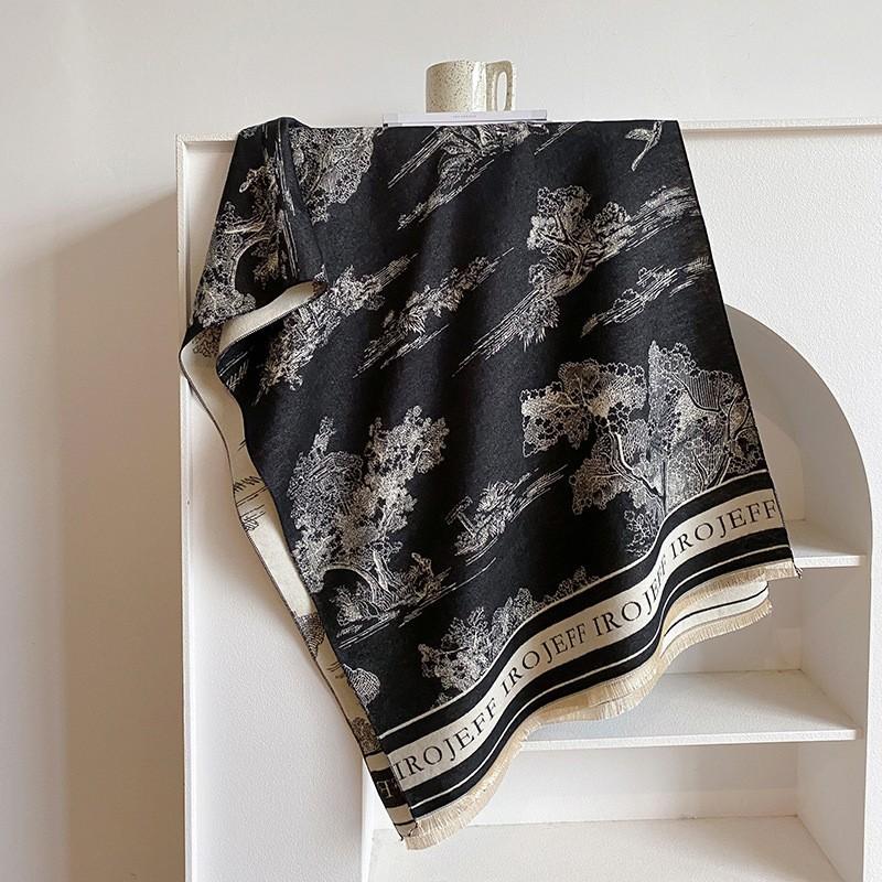 Light luxury jacquard shawl ink double-sided printing scarf scarf high-end sense fashion temperament versatile imitation cashmere