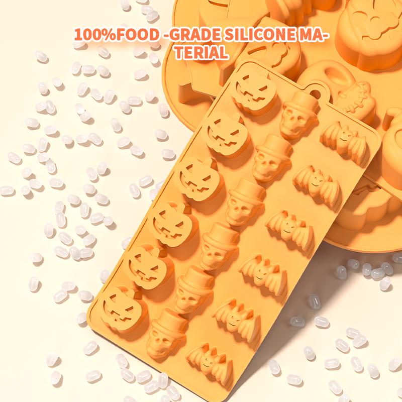 Silicone Halloween Ghost Pumpkin Baking Mold Non-Stick Chocolate Jelly Fondant Cake Baking Mould with Shape of Skull Bat Molds