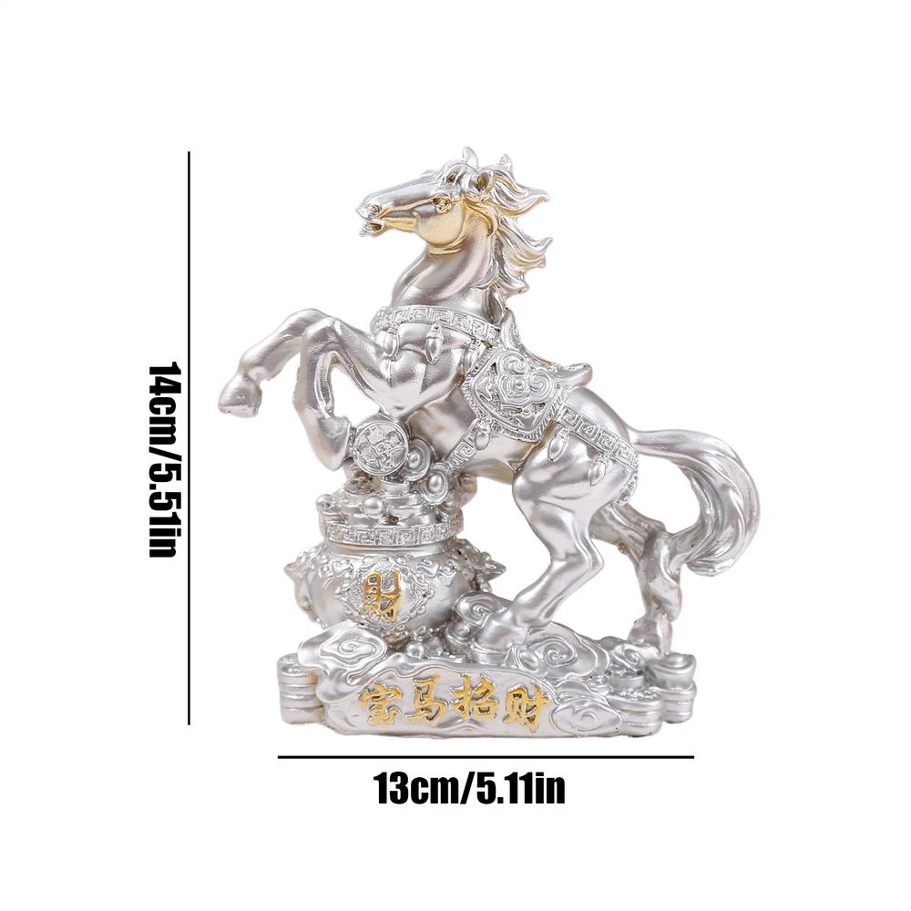Resin Chinese 2026 Year of Horse Ornament Blessing Souvenir Feng Shui Horse Year Ornament Home Office Tabletop Decoration