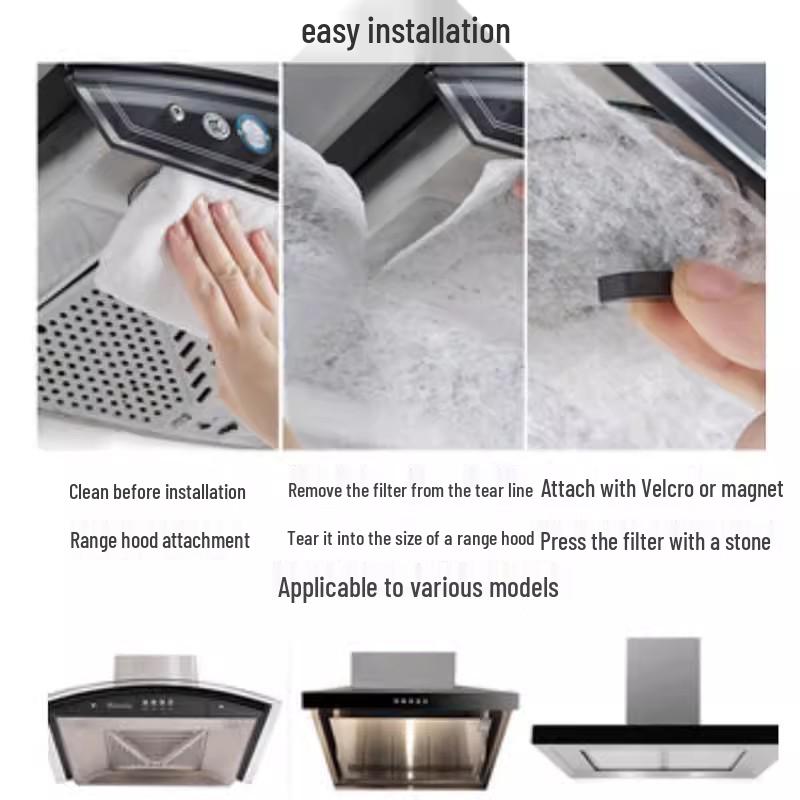 Japan High-Temperature Resistant Kitchen Filter: Oil Absorbing Cotton Mesh, Anti-Smoke, Flame Retardant Protective Oil Sticker