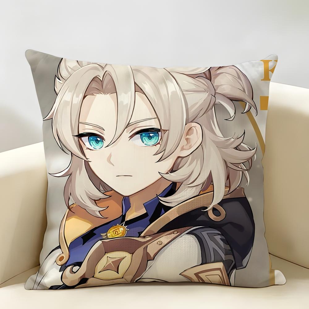 Albedo Genshin Game Cushion Cover Natural Linen Organic Fabric DoubleSided Printing Room Sofa Decor Pillow Case