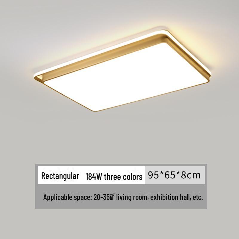Gold Rectangular Ceiling Lamp Set for Living and Bedrooms