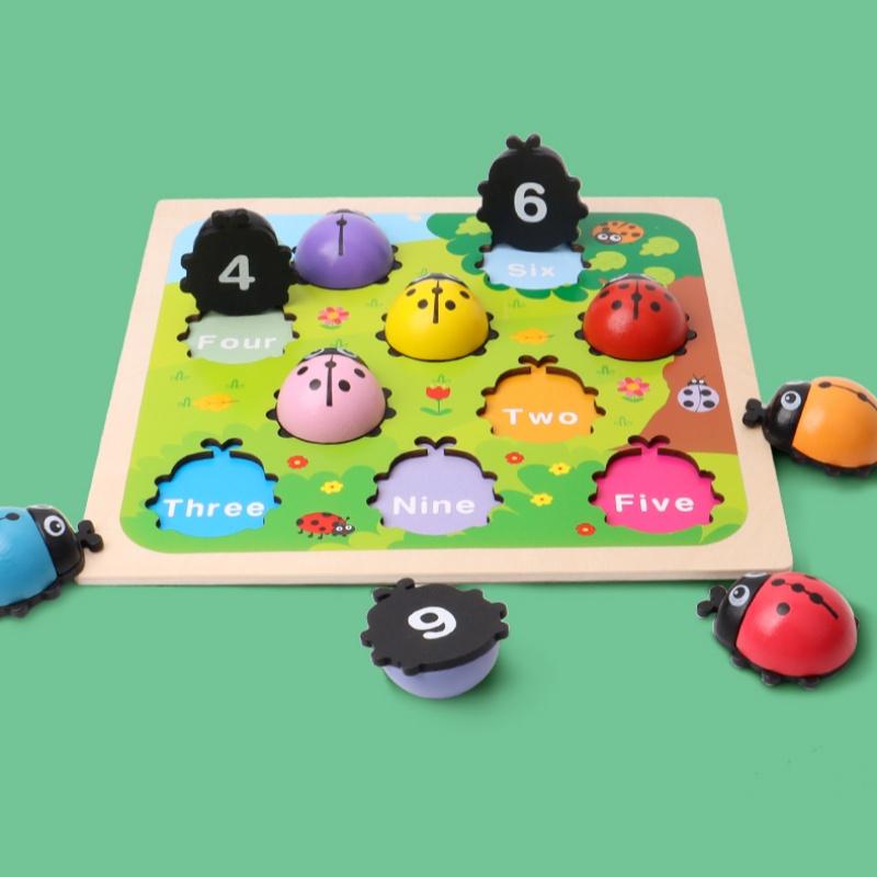 Coccinella Contante in Legno Giocattoli Educativi per Bambini Gioco del Conteggio con Bastoncini Coccinella Giocattolo Matematico Apprendimento Numeri Educazione Precoce