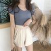 V-neck knitted sweater women's summer ice silk T-shirt new short-sleeved bottoming shirt women's slim top