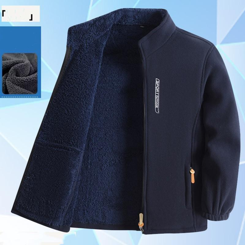 Men's Fall/Winter Casual Jacket, Plus Size, Fleece, Stand-Up Collar, Warm, Zip-Up, Fleece Jacket