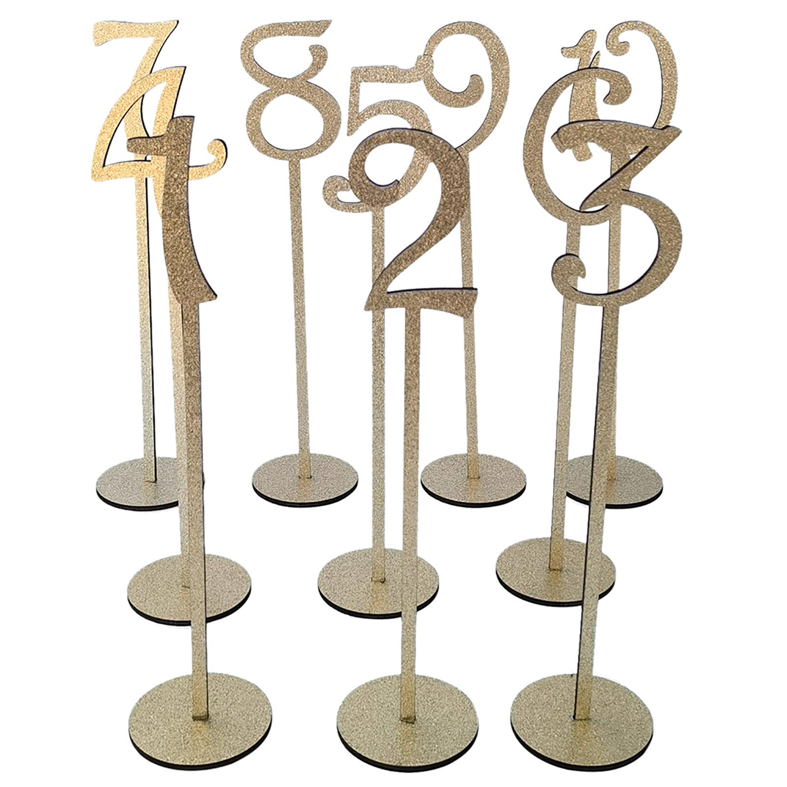 10 Pcs Wood Table Numbers For Wedding Reception Stands Seat Numbers With Holder Base Table Numbers For Wedding Party Event gold#0
