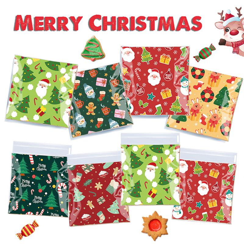 100PC Customizable Holiday Cookie Packaging with Snowflake Prints Christmas Cookie and Nougat Packaging Set 10x10+3cm