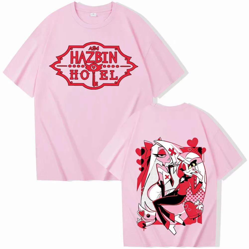 Hazbin Hotel Patterned Cotton Unisexs Shortsleeved Shirt 2026 TV Drama Film Summer Unisex Casual Shortsleeved Tshirt M
