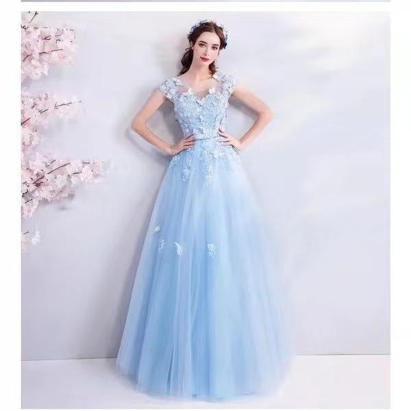 Blue dress fairy bride wedding toast
