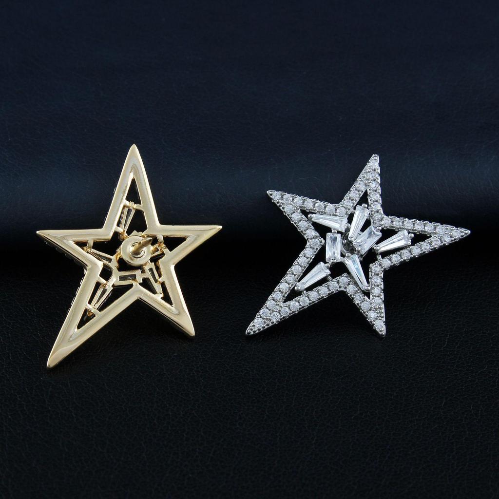 Elegant Star Zirconia Lapel Pin: Unisex Luxury Brooch & Anti-Exposure Buckle