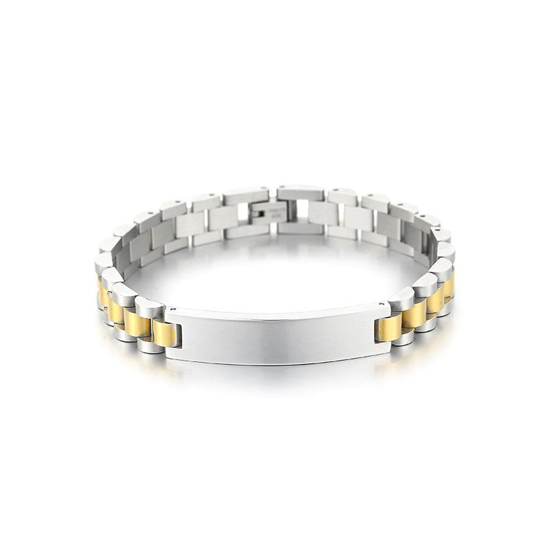 Korean Style Engravable Titanium Steel Men's Adjustable Bangle Bracelet