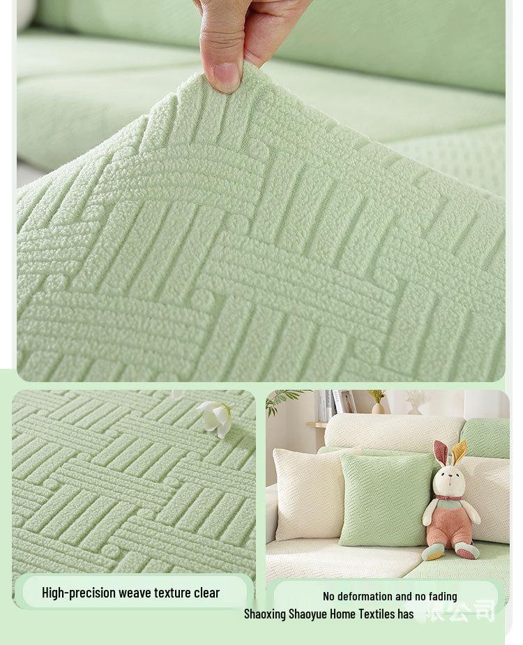 Universal Non-Slip Stretch Sofa Cover - Solid Color, All-Season Full Wrap Cushion Protector