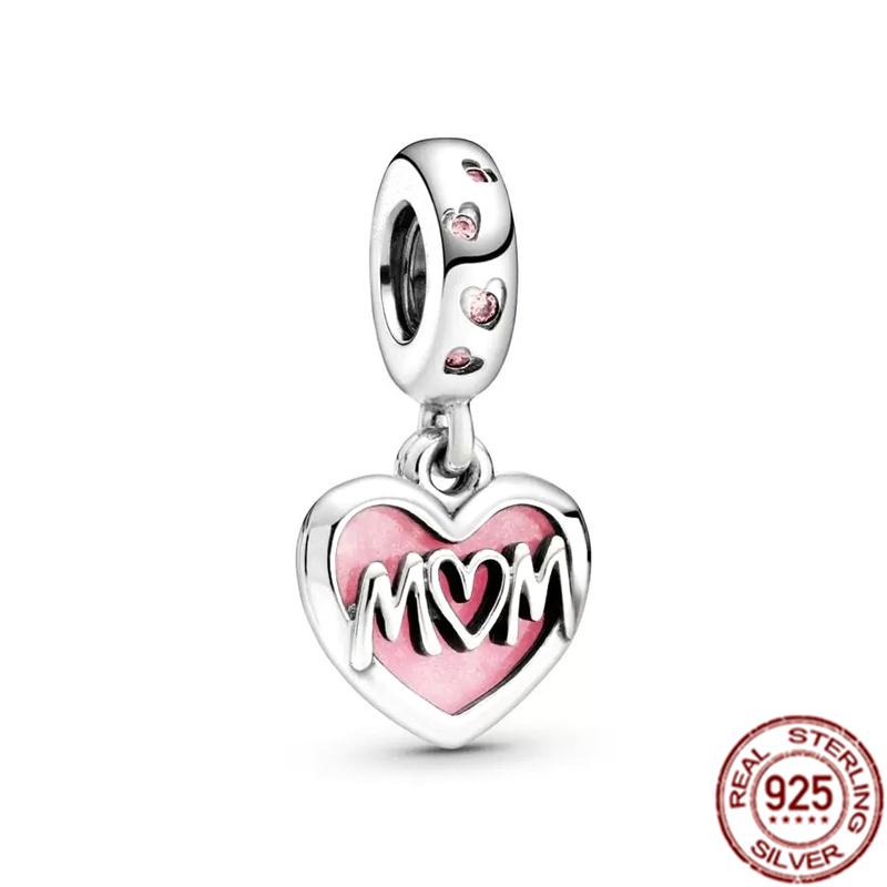 Anhänger mit mehreren Mustern für Armband/Halskette aus 925er-Sterlingsilber, Charm-Perlenschmuck, MOM, Festival