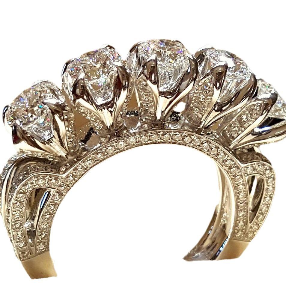 Simulated Diamond Engagement Ring, Fashion Plated S925 Silver Wedding Band