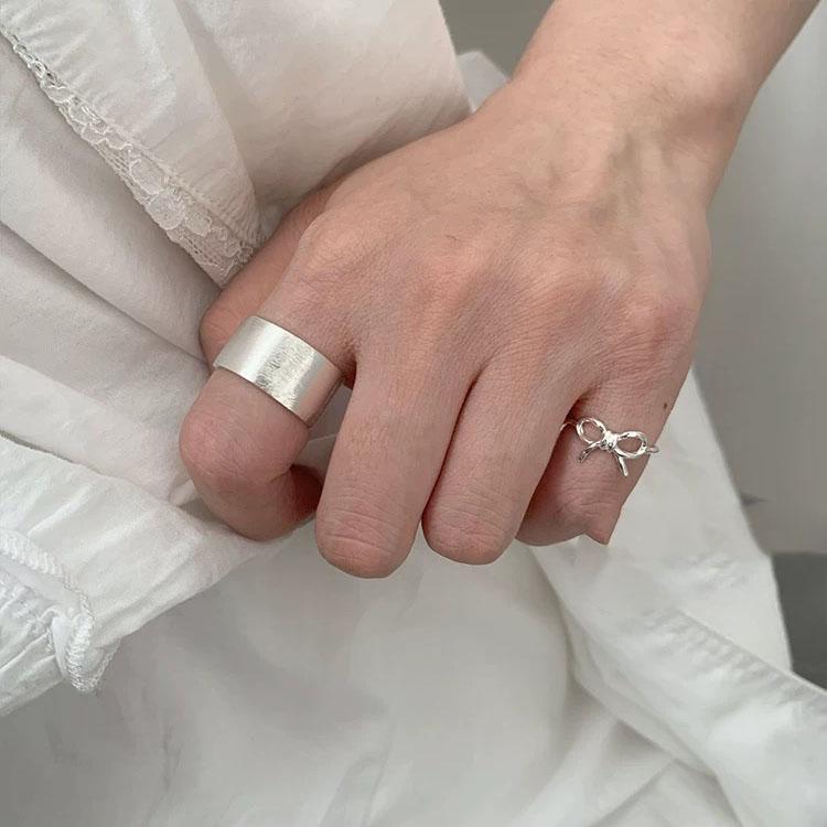 925 Sterling Silver Simple Ring For Women Fine Jewelry Finger Adjustable Open Vintage Shinning Wide Ring For Party Birthday Gift