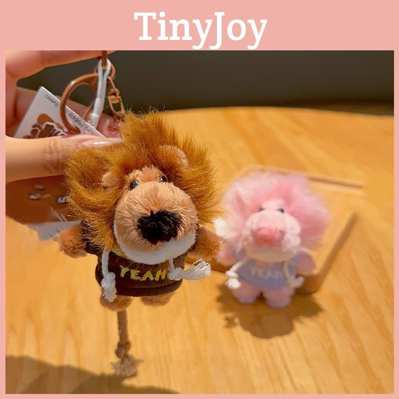Cute Letter Embroidered Hoodie Nien Lion Plush Toy Pendant Keychain For Bags And Keys
