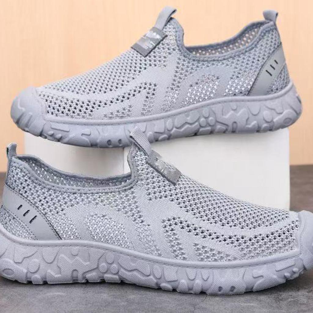 Men's Breathable Hollow Out Mesh Casual Shoes Lightweight Slip On Flexible Sole Comfortable Walking Sneakers