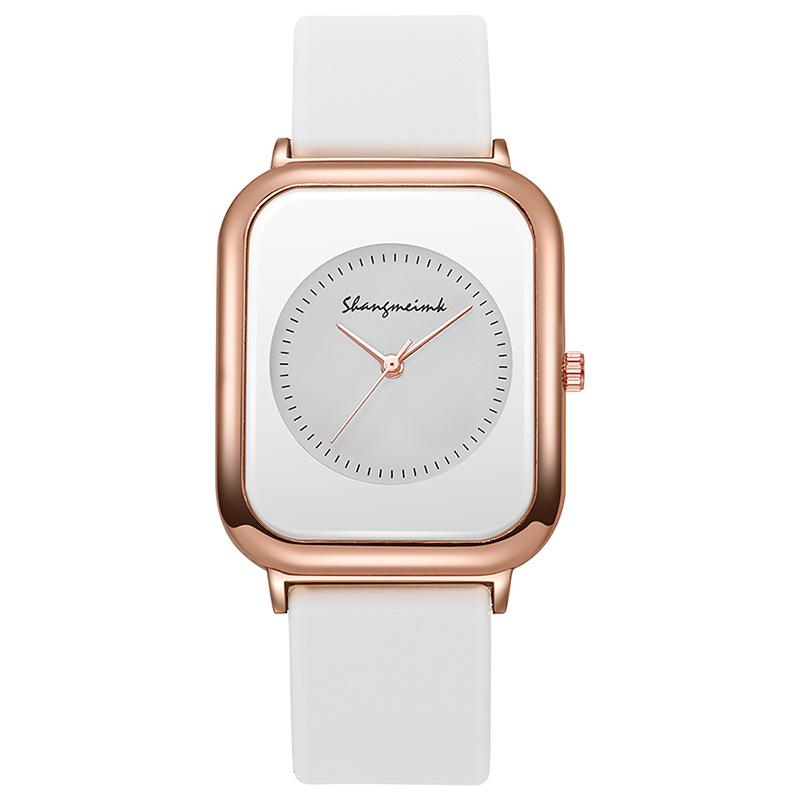 Student Women's Casual Quartz Watch with Square Face and Silicone Strap