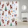 Christmas Puppy Shower Curtains Festive Pet Bathroom Curtain Kids Women Men Cute Dog Bathroom Accessories Xmas Tree Snowflake